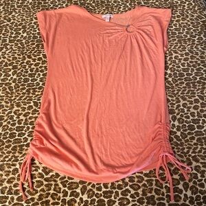 Coral Cap Sleeve Cinched Sparkly Tank
